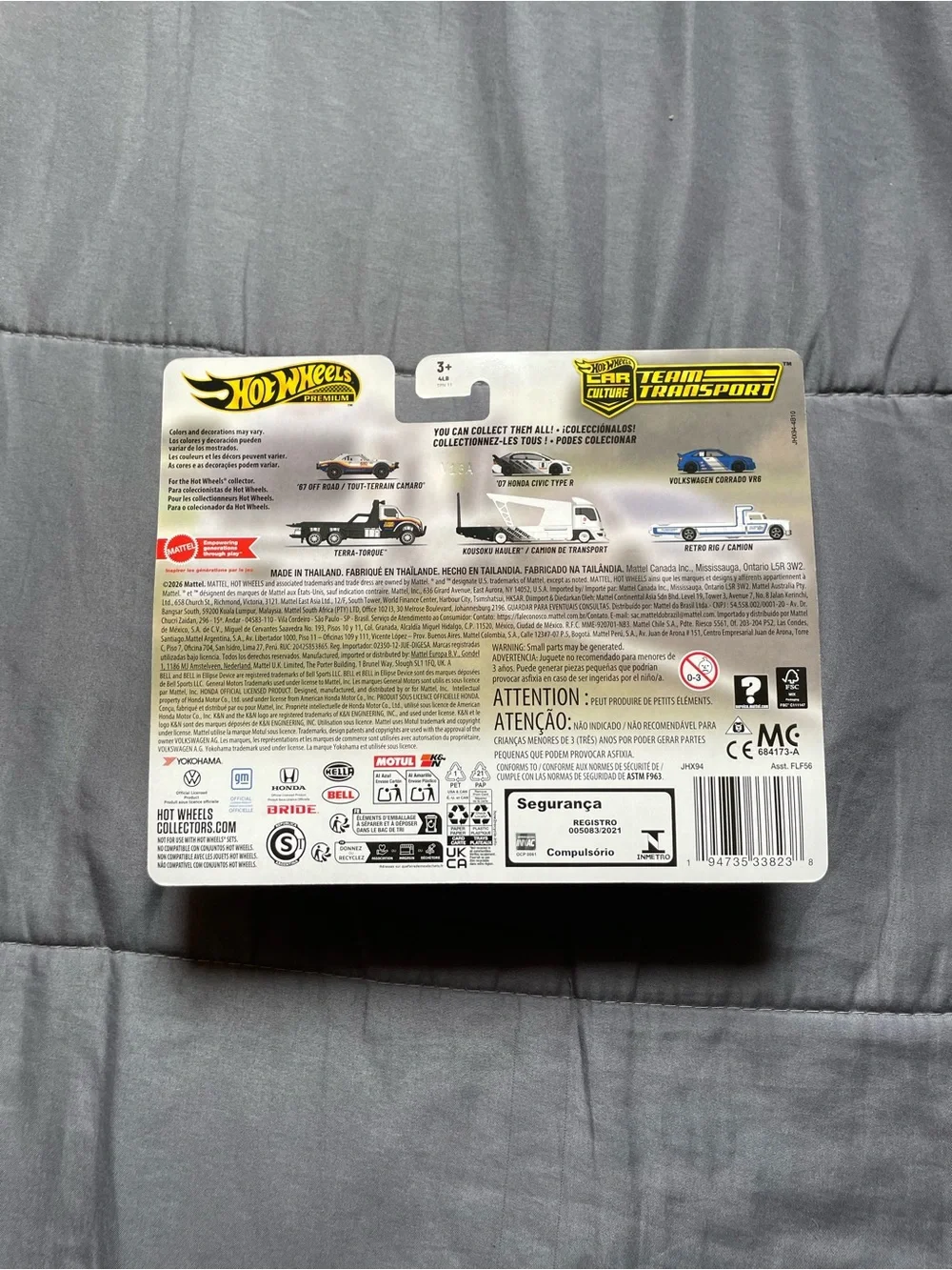 Hot Wheels Team Transport Packaging - White Backing Card